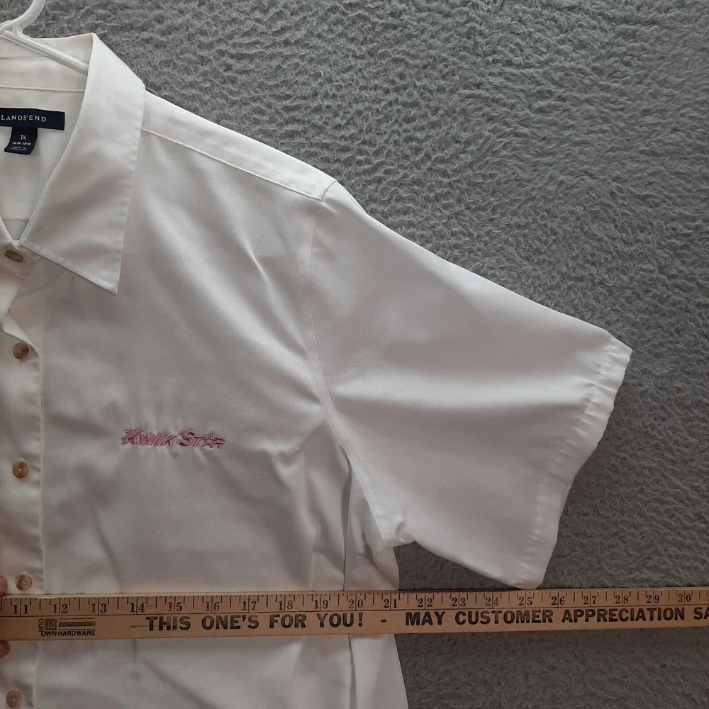 Kwik Star Shirt Womens 1X White Replacement Employee Uniform Workwear Button Up - Picture 3 of 8
